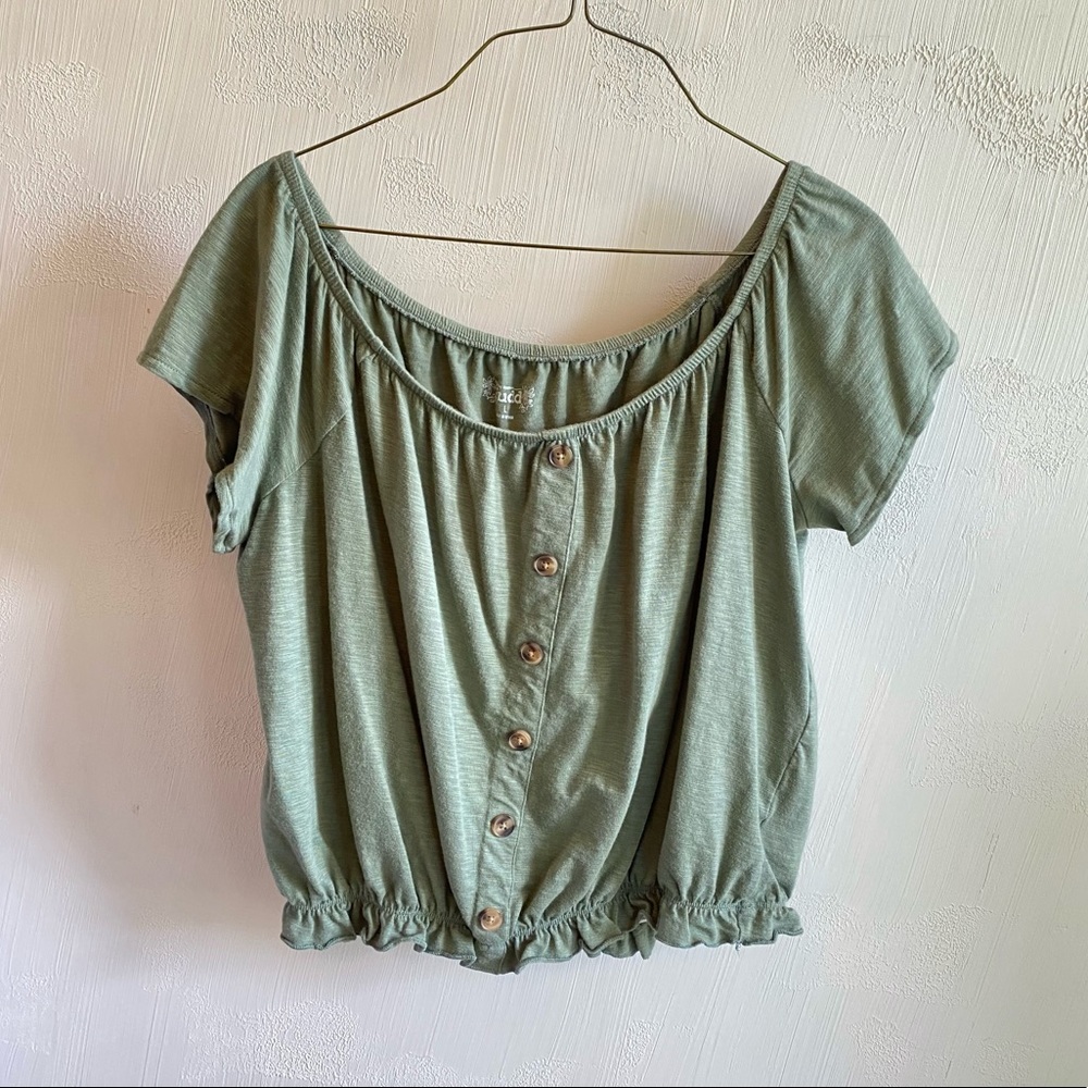 Olive green blouse with buttons